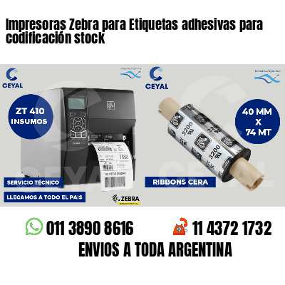 Impresoras Zebra para Etiquetas adhesivas para codificación stock