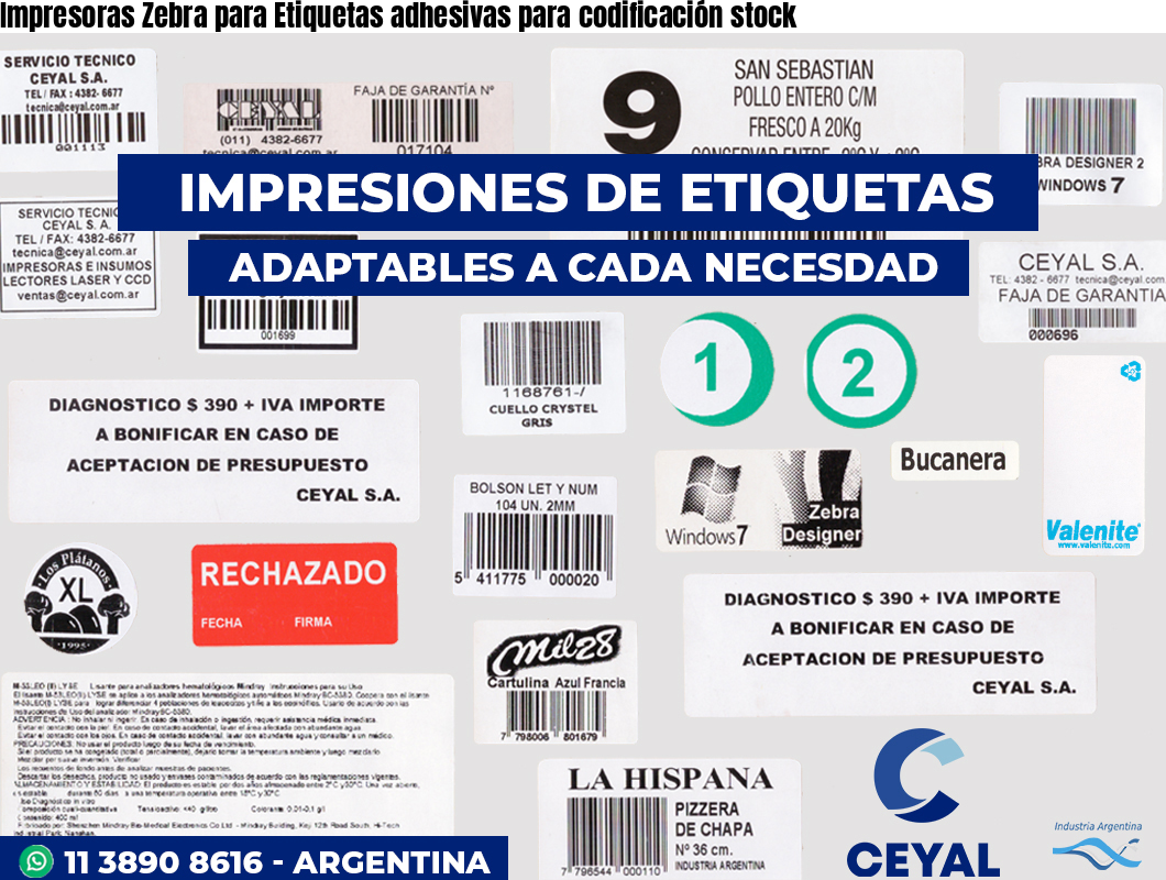Impresoras Zebra para Etiquetas adhesivas para codificación stock
