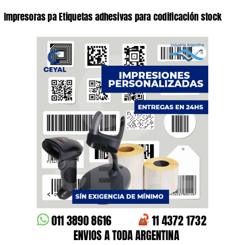 Impresoras pa Etiquetas adhesivas para codificación stock