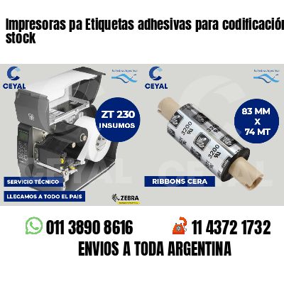 Impresoras pa Etiquetas adhesivas para codificación stock