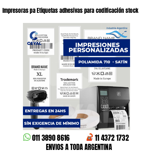 Impresoras pa Etiquetas adhesivas para codificación stock