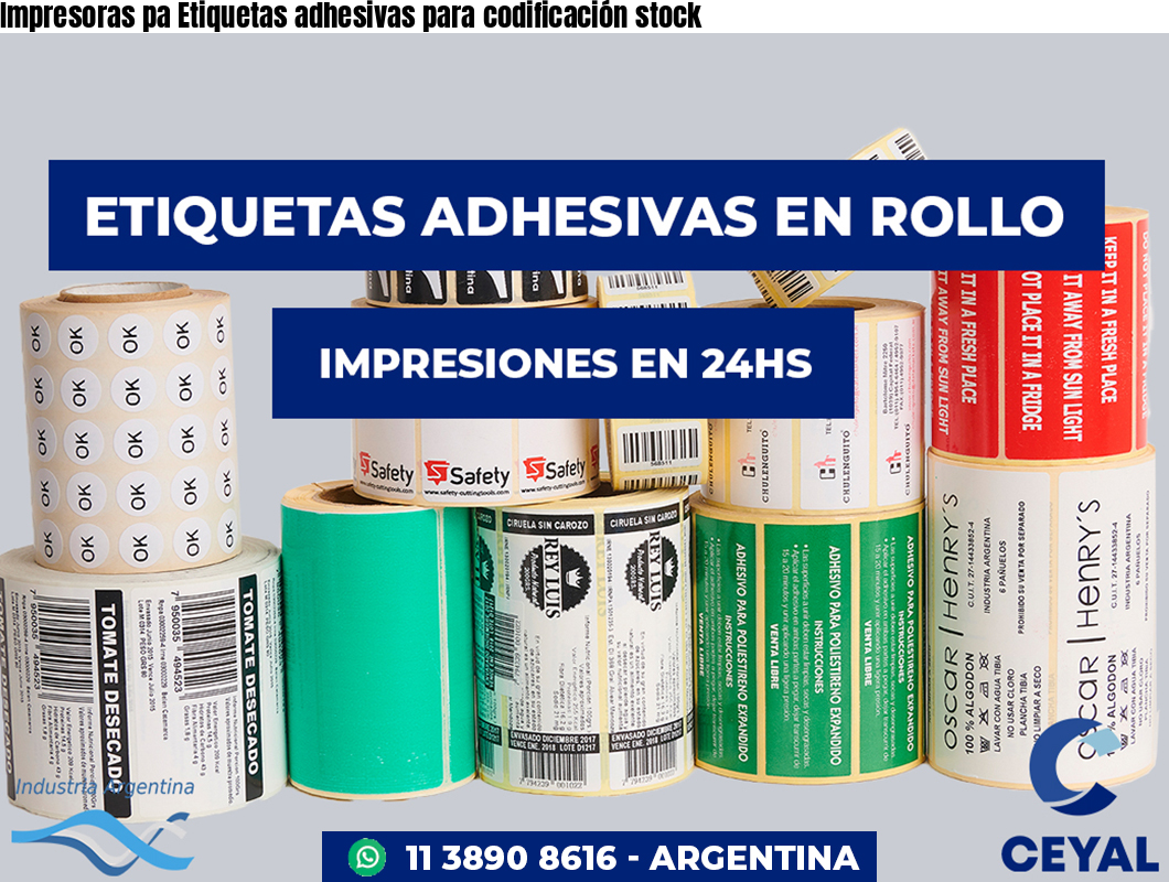 Impresoras pa Etiquetas adhesivas para codificación stock