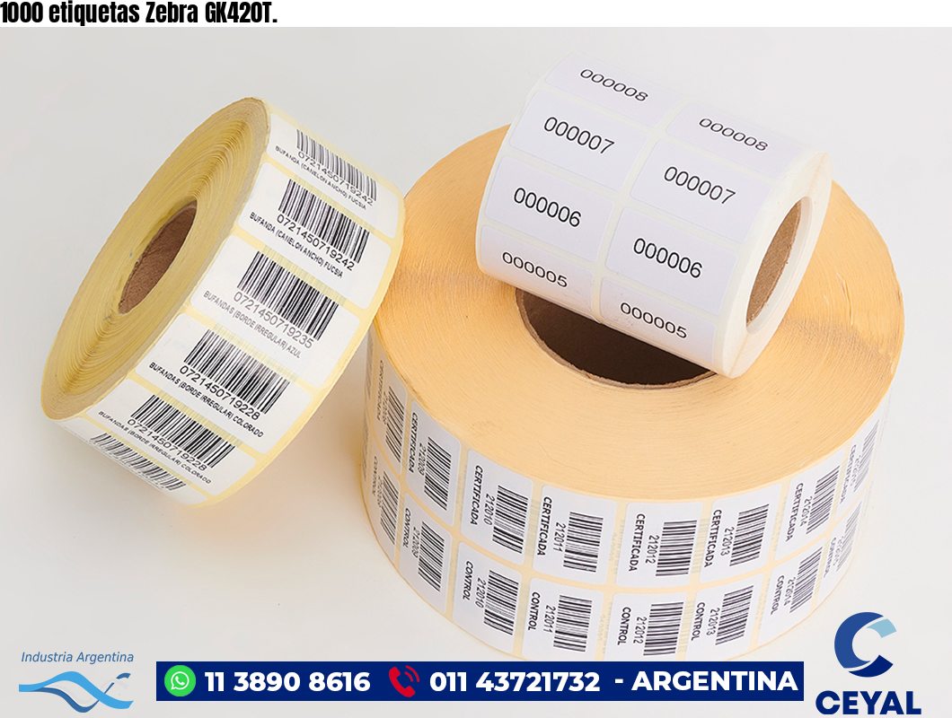 1000 etiquetas Zebra GK420T.