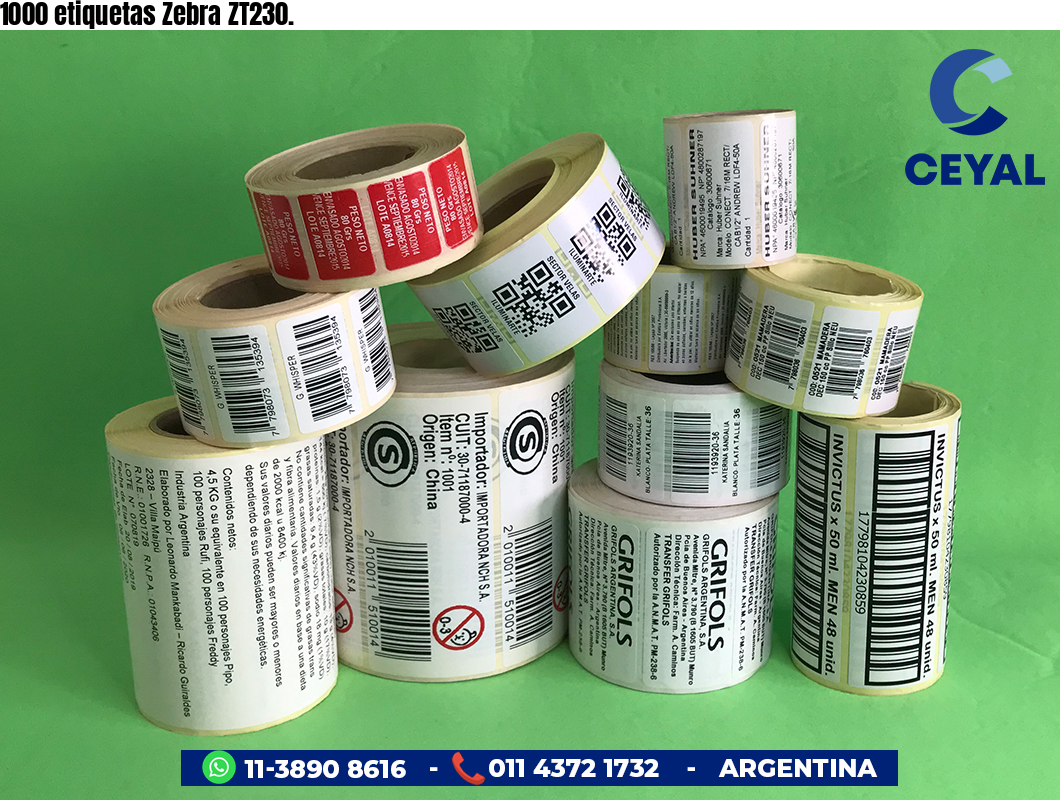 1000 etiquetas Zebra ZT230.