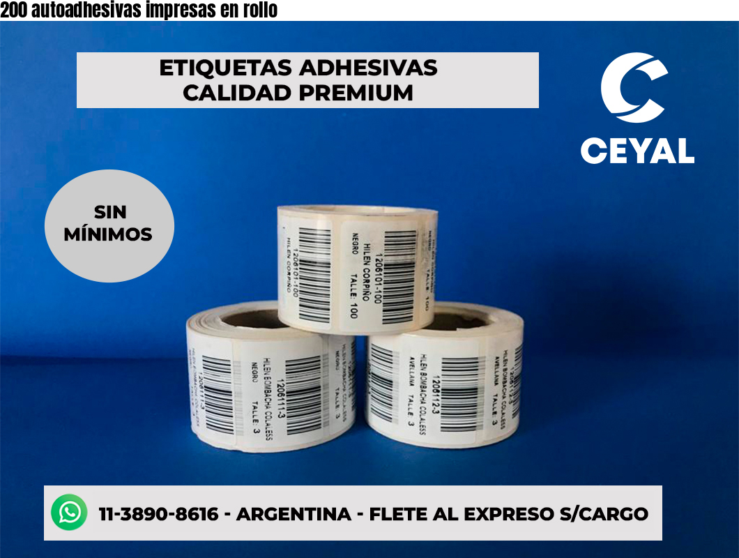 200 autoadhesivas impresas en rollo