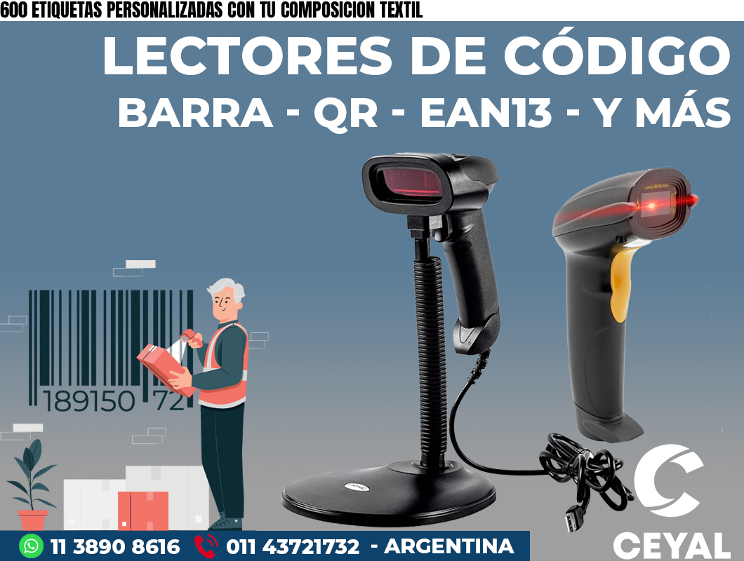 600 ETIQUETAS PERSONALIZADAS CON TU COMPOSICION TEXTIL