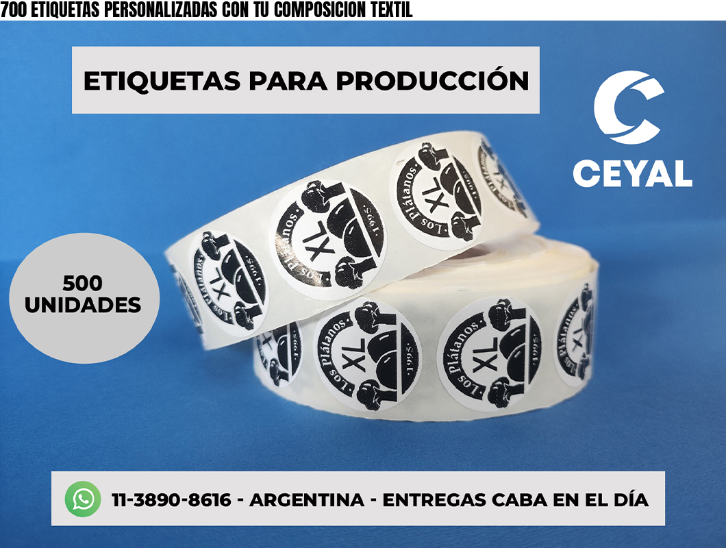 700 ETIQUETAS PERSONALIZADAS CON TU COMPOSICION TEXTIL