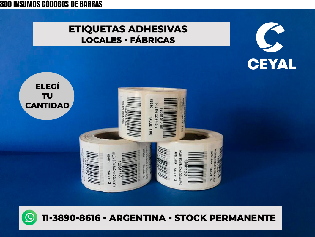 800 INSUMOS CÓDOGOS DE BARRAS