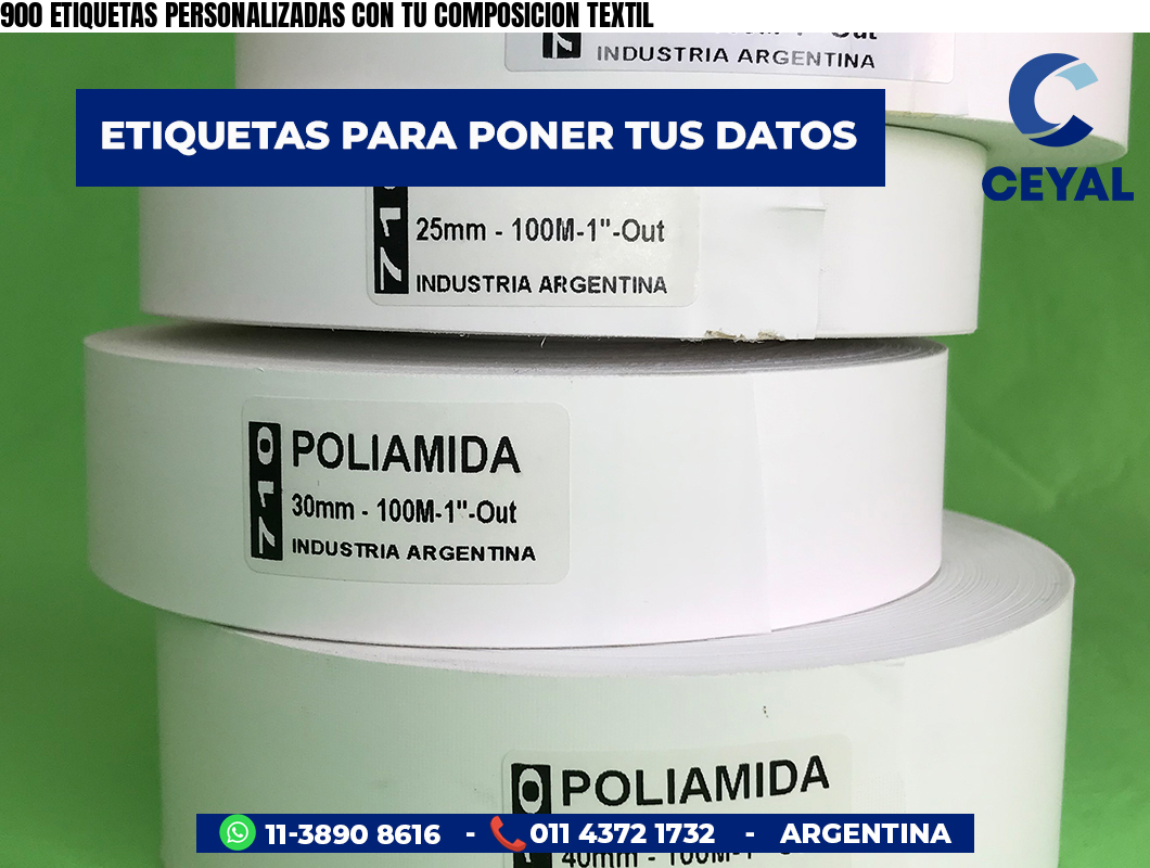 900 ETIQUETAS PERSONALIZADAS CON TU COMPOSICION TEXTIL