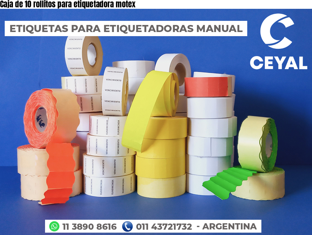 Caja de 10 rollitos para etiquetadora motex