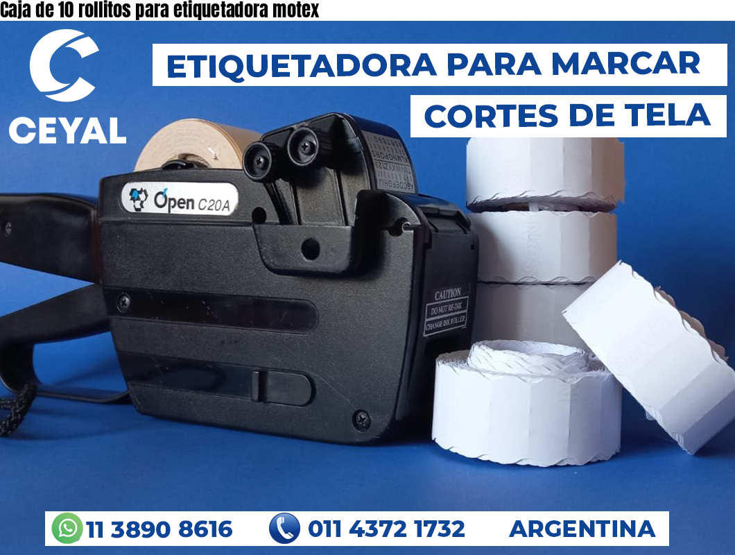 Caja de 10 rollitos para etiquetadora motex
