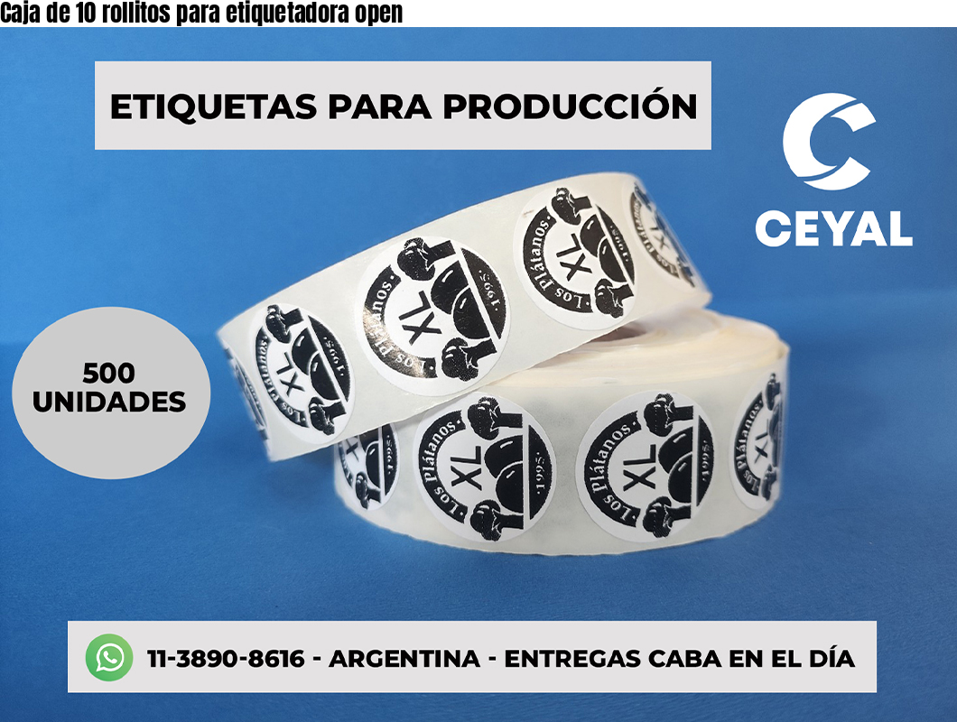 Caja de 10 rollitos para etiquetadora open