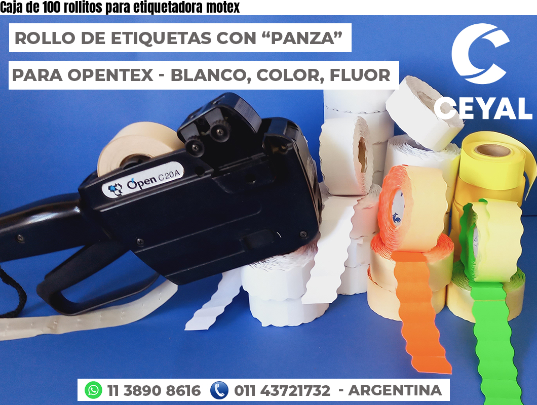 Caja de 100 rollitos para etiquetadora motex