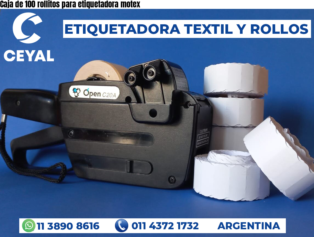 Caja de 100 rollitos para etiquetadora motex