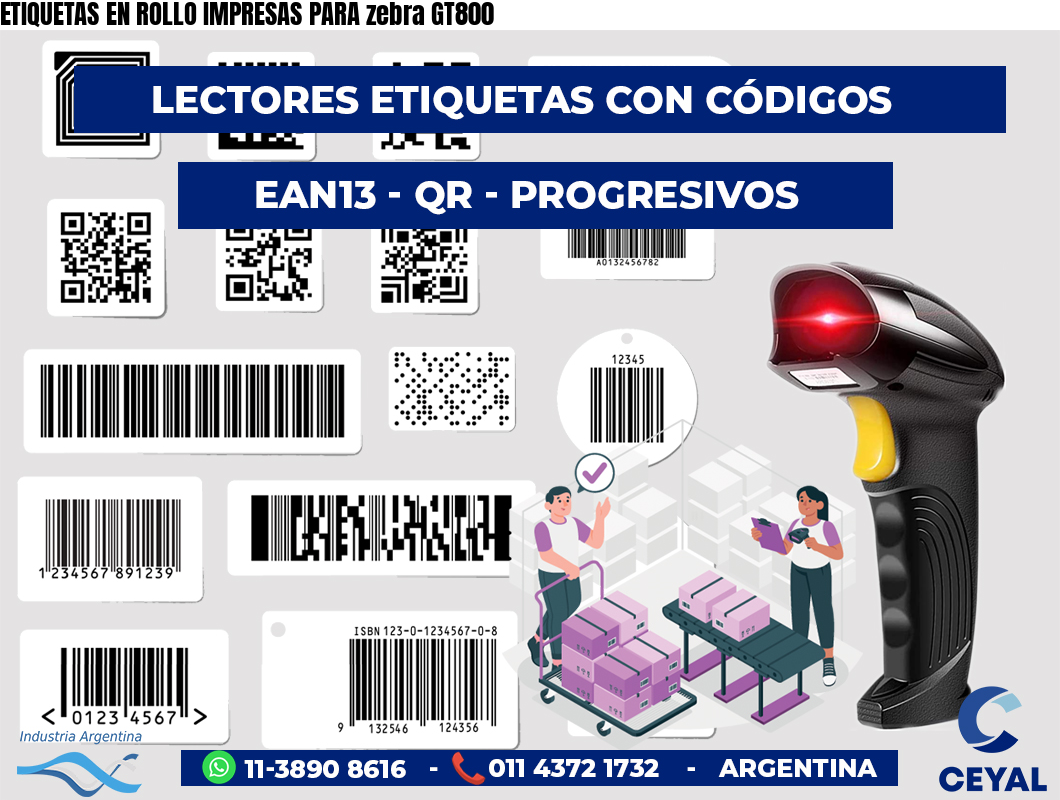 ETIQUETAS EN ROLLO IMPRESAS PARA zebra GT800