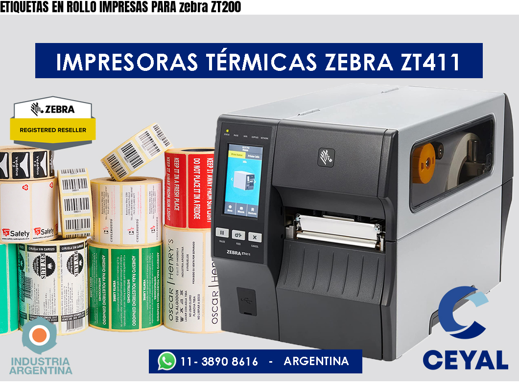 ETIQUETAS EN ROLLO IMPRESAS PARA zebra ZT200