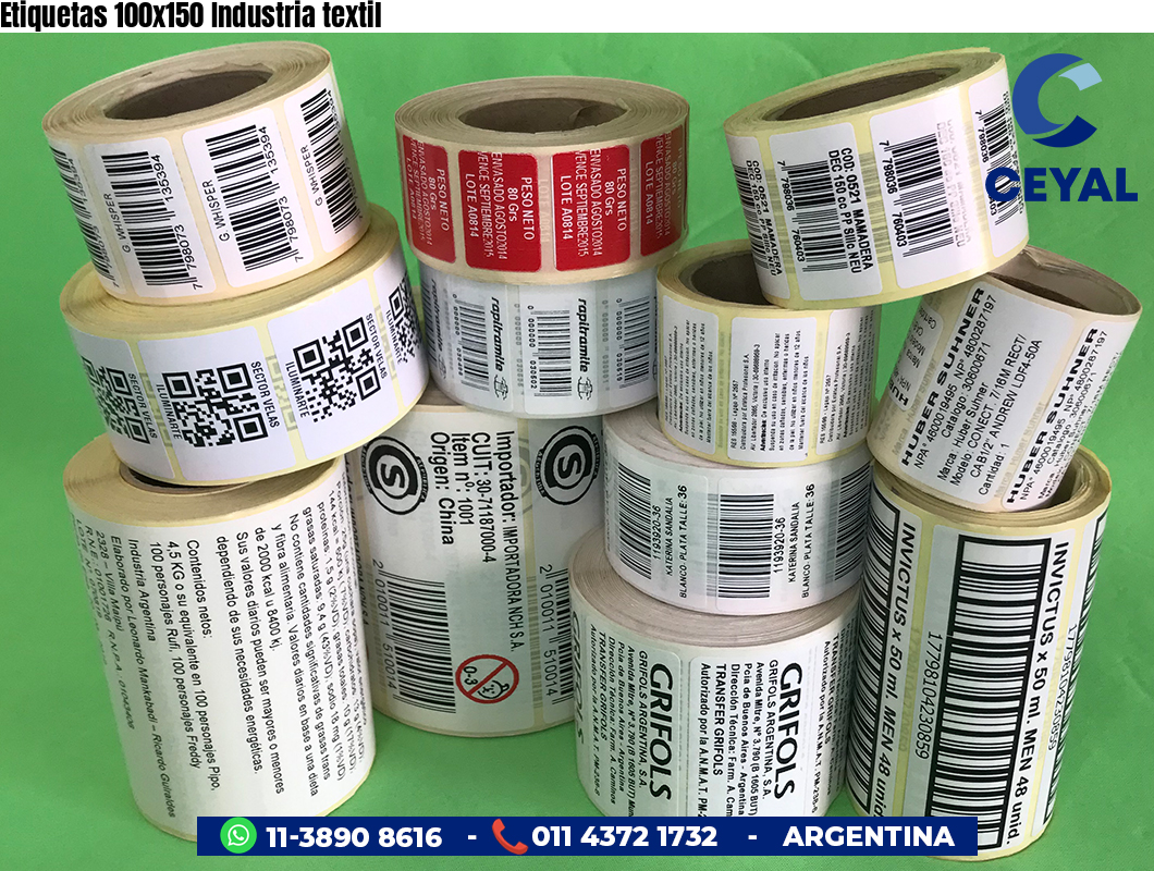 Etiquetas 100x150 Industria textil