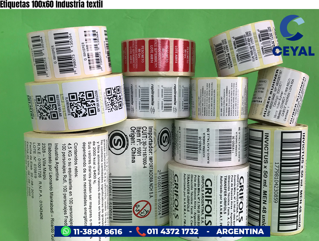 Etiquetas 100x60 Industria textil