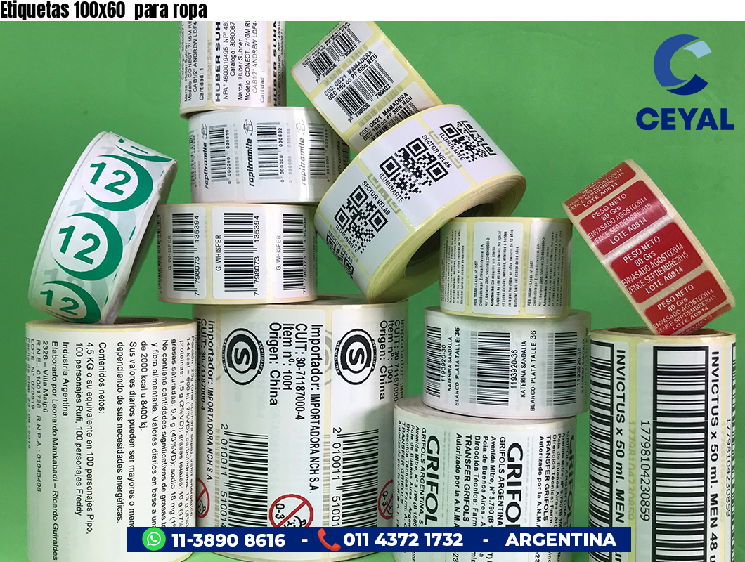 Etiquetas 100x60  para ropa