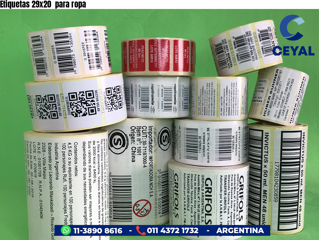 Etiquetas 29x20  para ropa