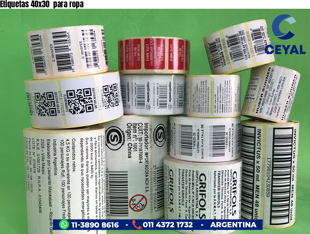 Etiquetas 40x30  para ropa