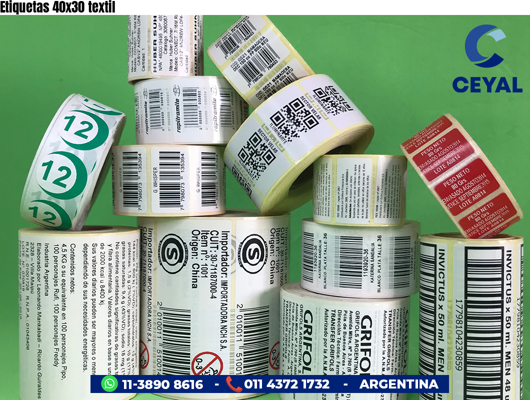 Etiquetas 40x30 textil