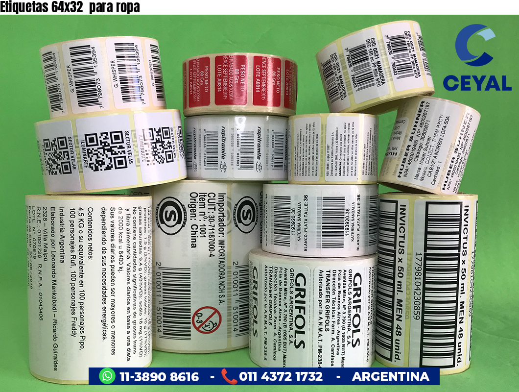 Etiquetas 64x32  para ropa