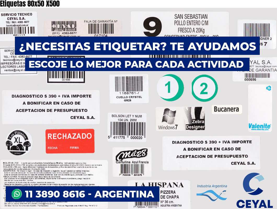 Etiquetas 80x50 X500