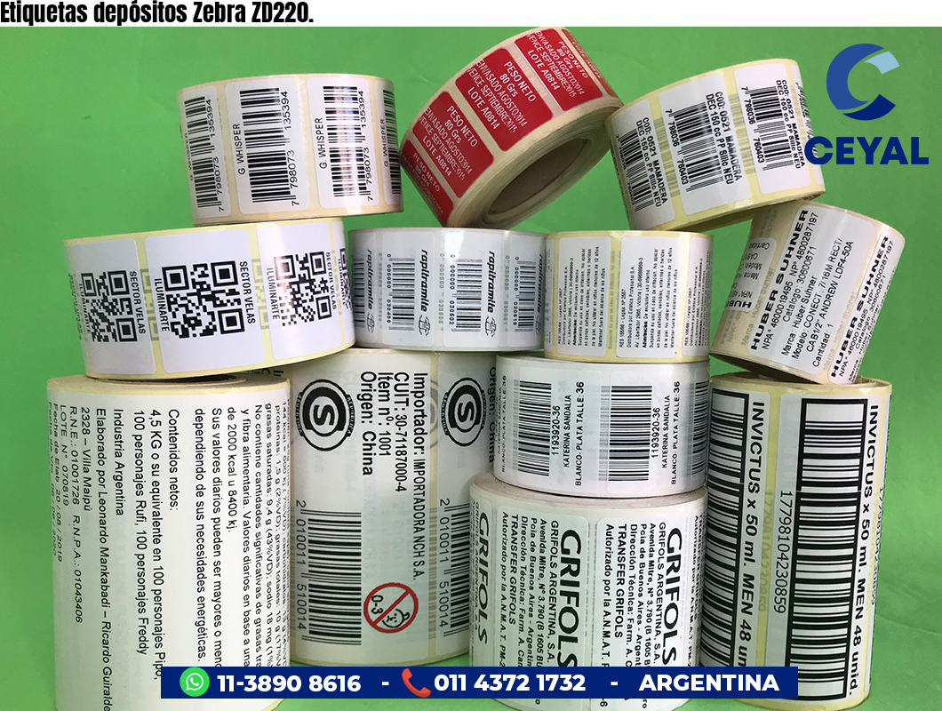 Etiquetas depósitos Zebra ZD220.