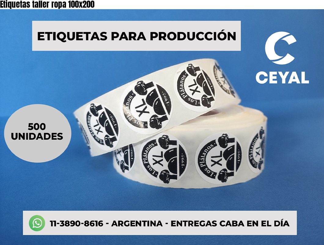 Etiquetas taller ropa 100×200