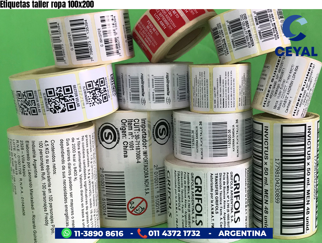 Etiquetas taller ropa 100x200