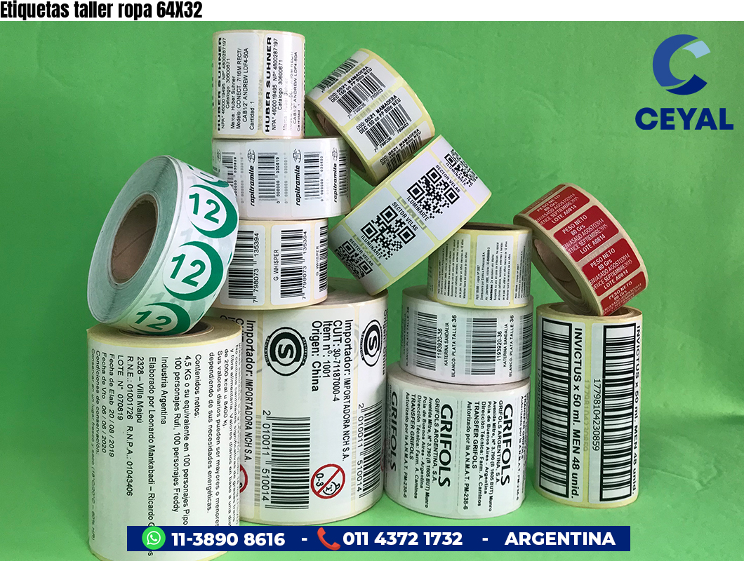 Etiquetas taller ropa 64X32