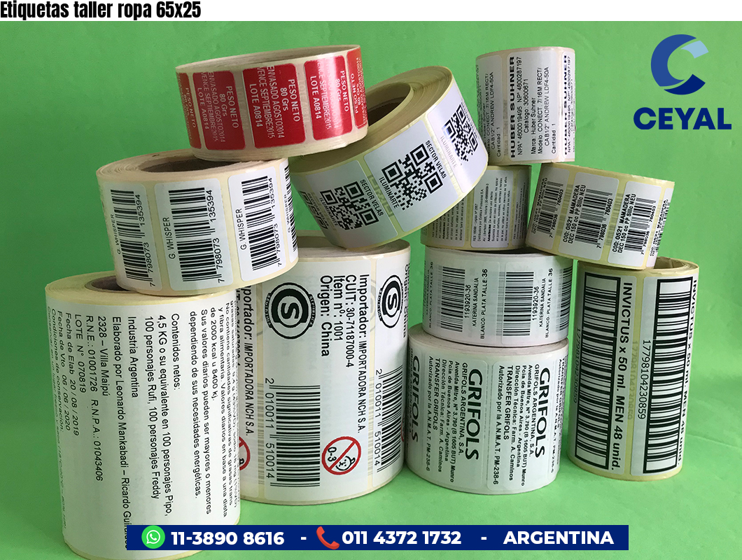 Etiquetas taller ropa 65x25