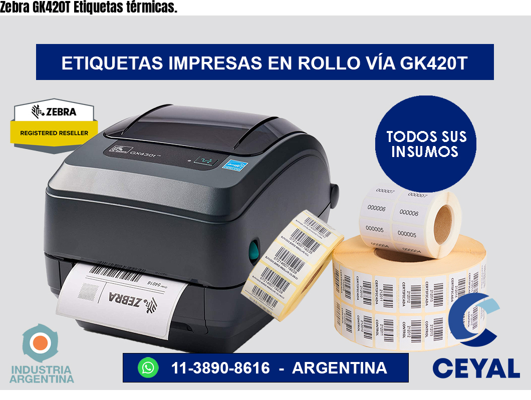 Zebra GK420T Etiquetas térmicas.