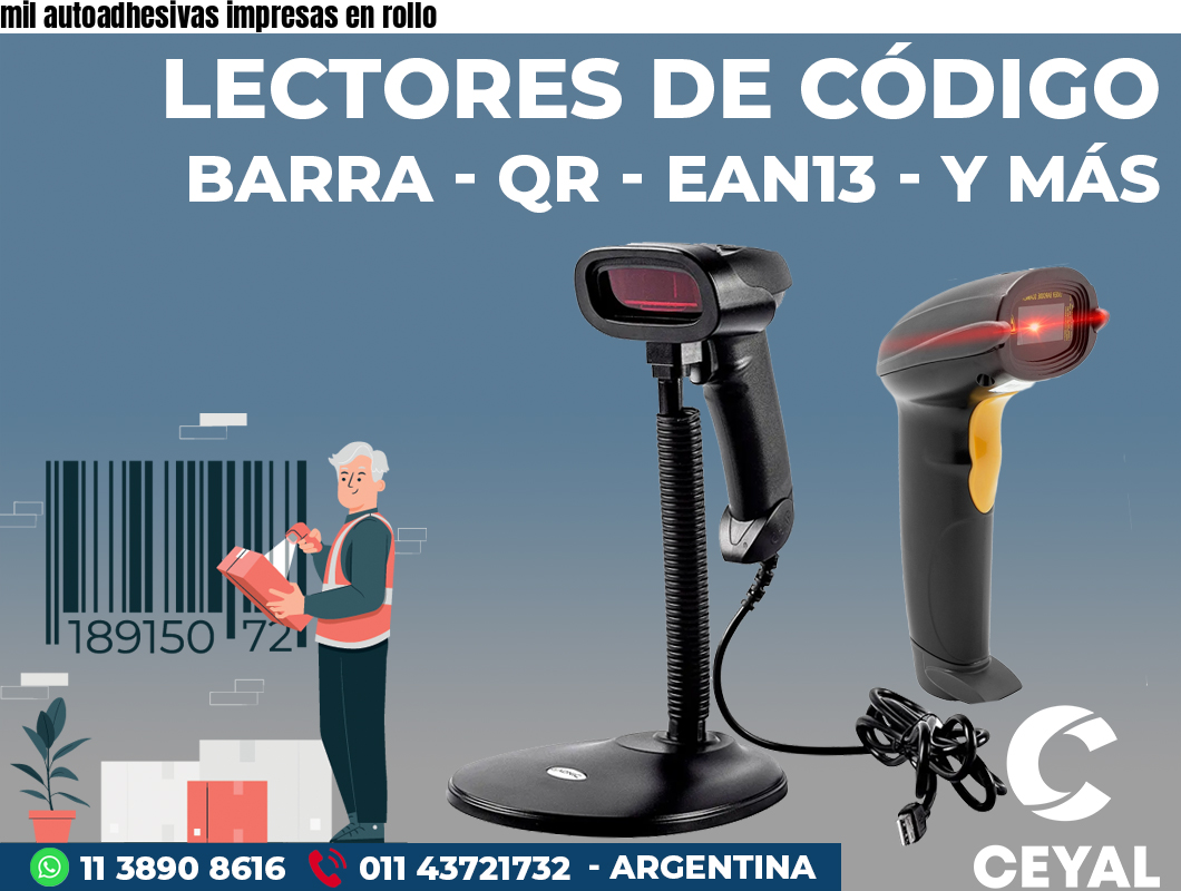 mil autoadhesivas impresas en rollo