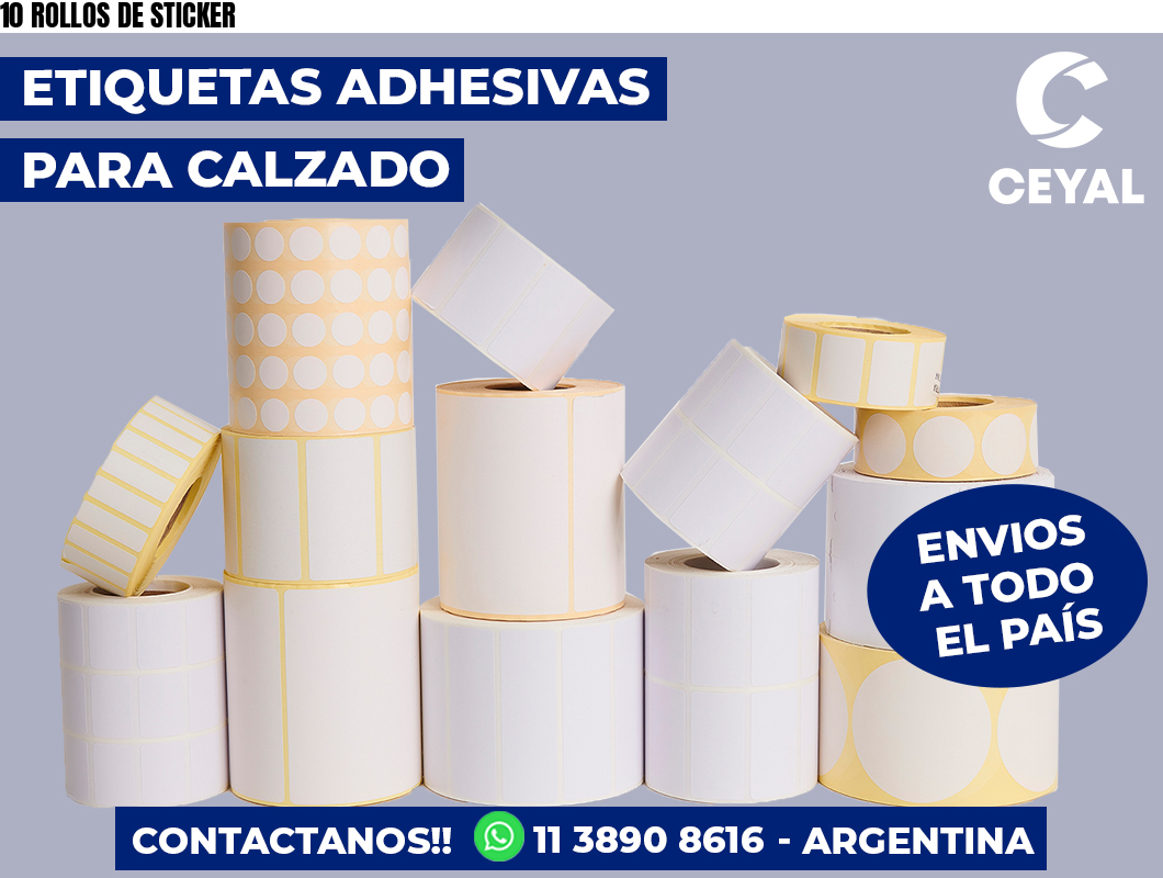 10 ROLLOS DE STICKER