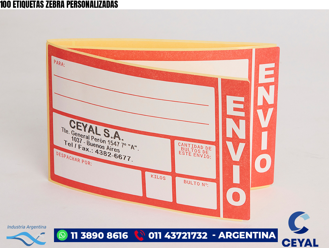 100 ETIQUETAS ZEBRA PERSONALIZADAS