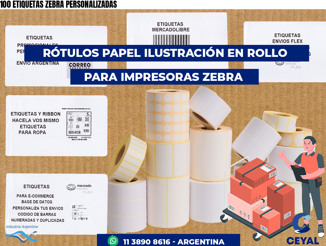 100 ETIQUETAS ZEBRA PERSONALIZADAS