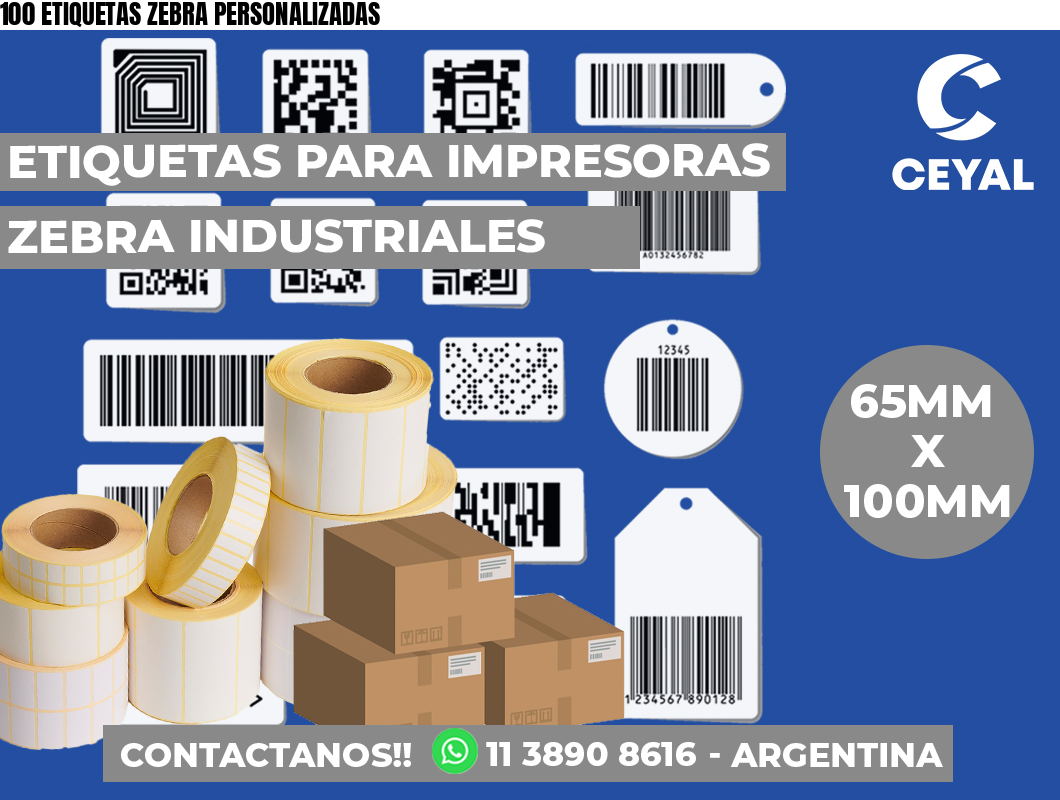 100 ETIQUETAS ZEBRA PERSONALIZADAS