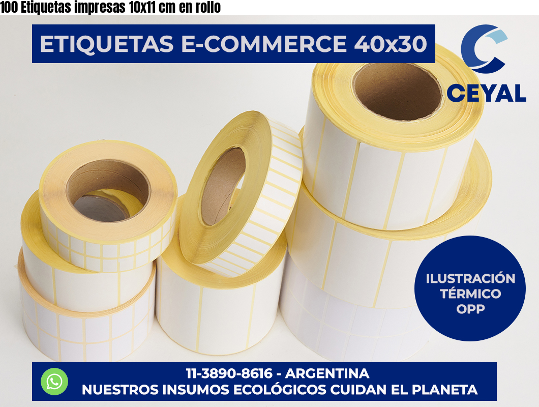 100 Etiquetas impresas 10×11 cm en rollo