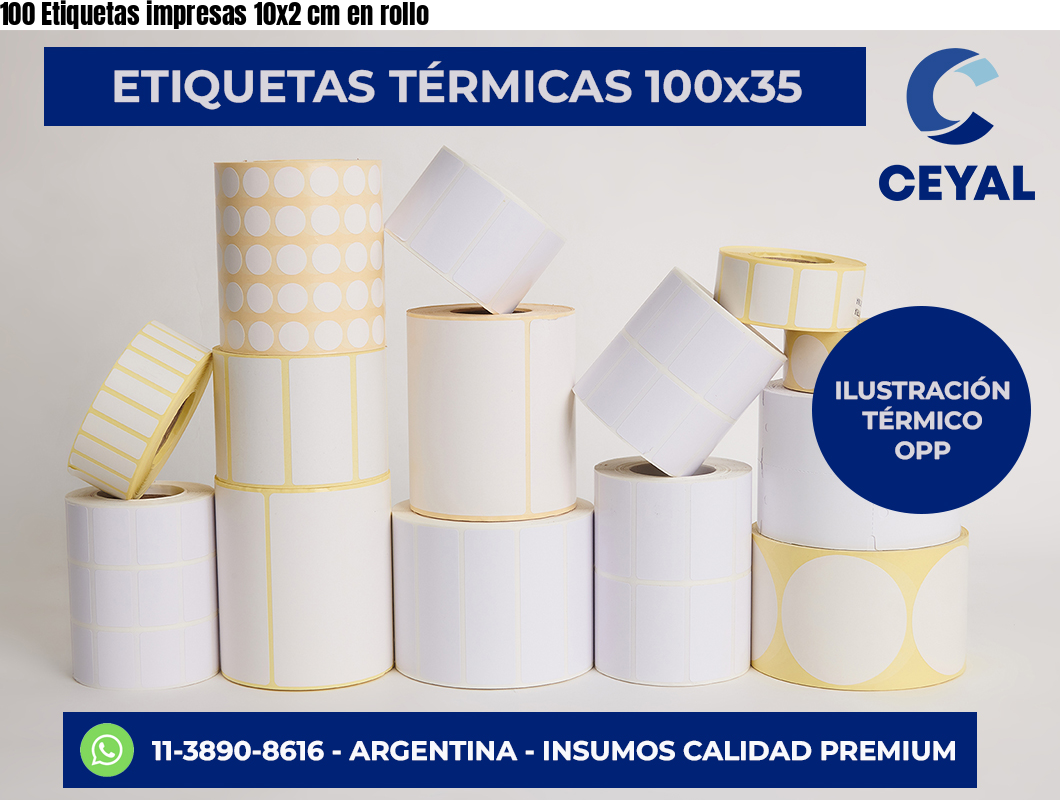 100 Etiquetas impresas 10×2 cm en rollo