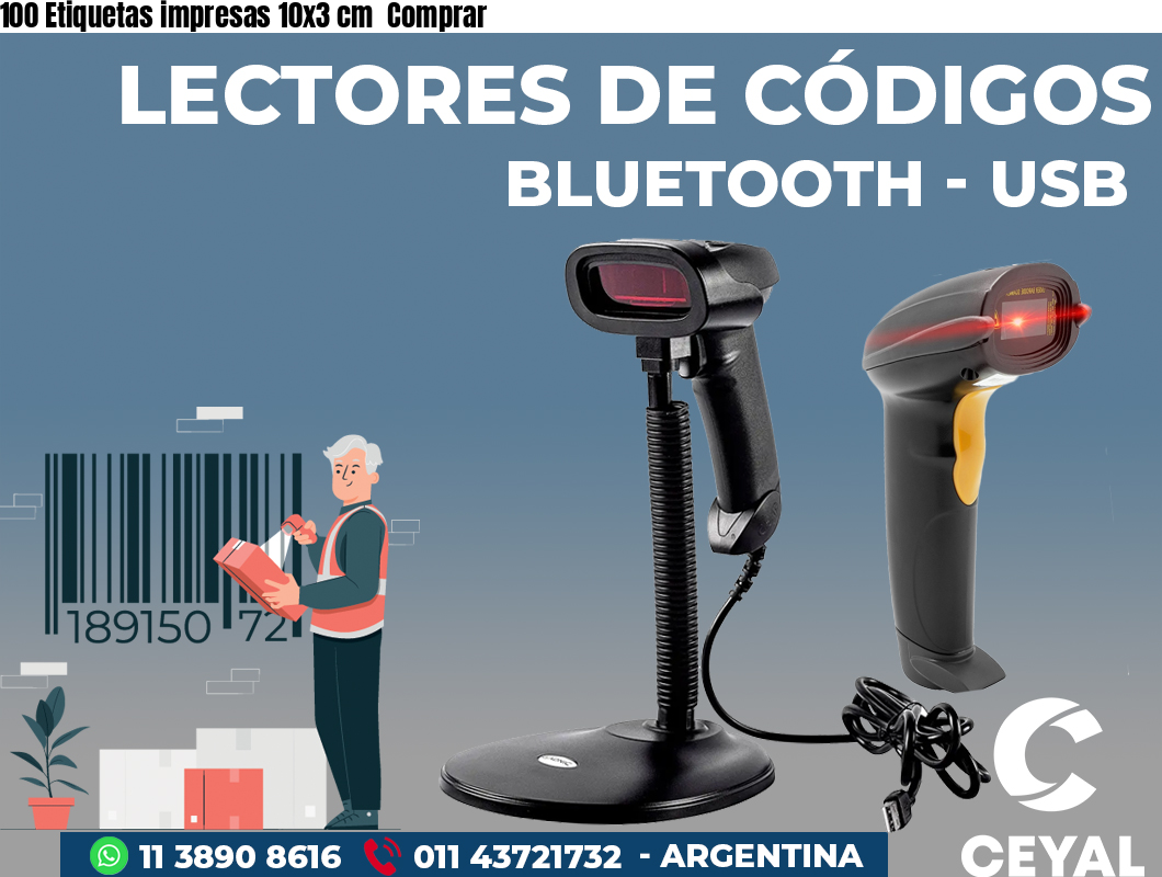 100 Etiquetas impresas 10x3 cm  Comprar