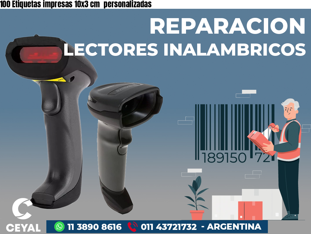 100 Etiquetas impresas 10x3 cm  personalizadas
