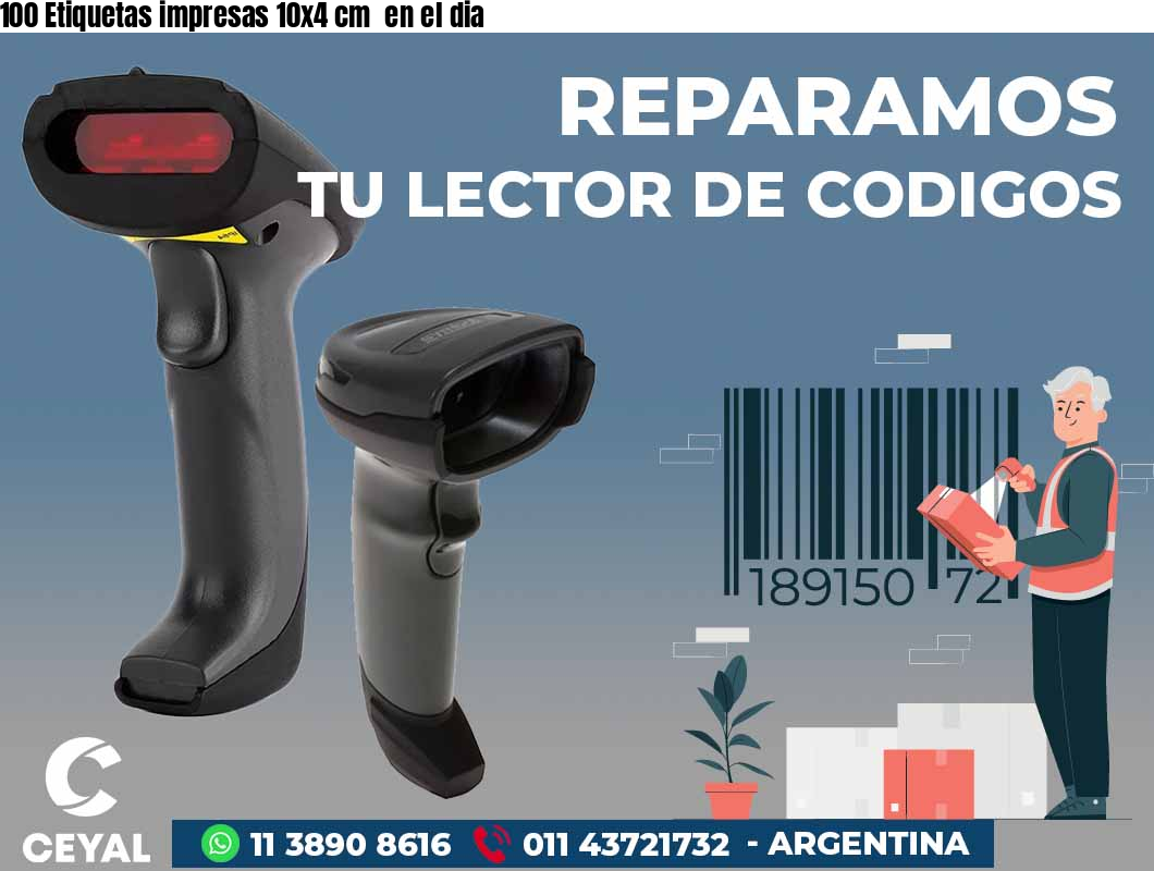 100 Etiquetas impresas 10x4 cm  en el dia