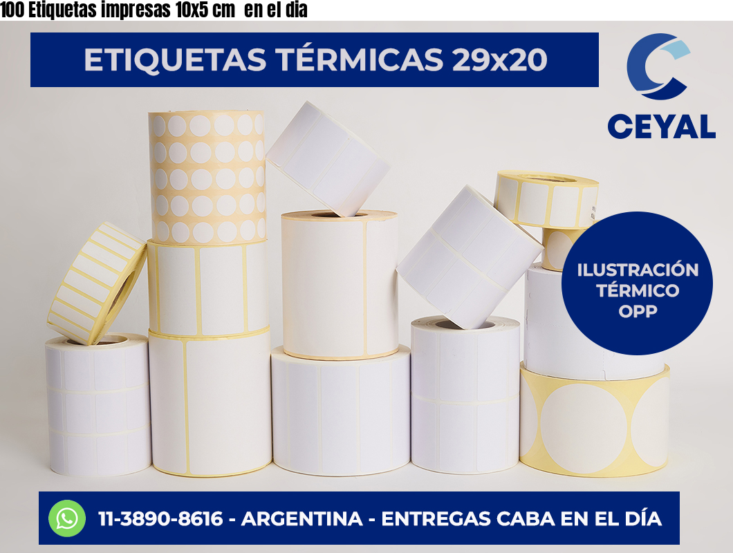 100 Etiquetas impresas 10×5 cm  en el dia