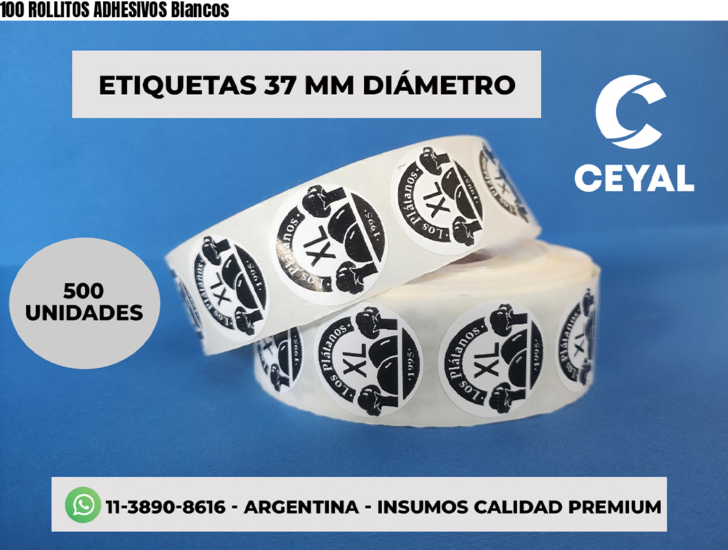 100 ROLLITOS ADHESIVOS Blancos