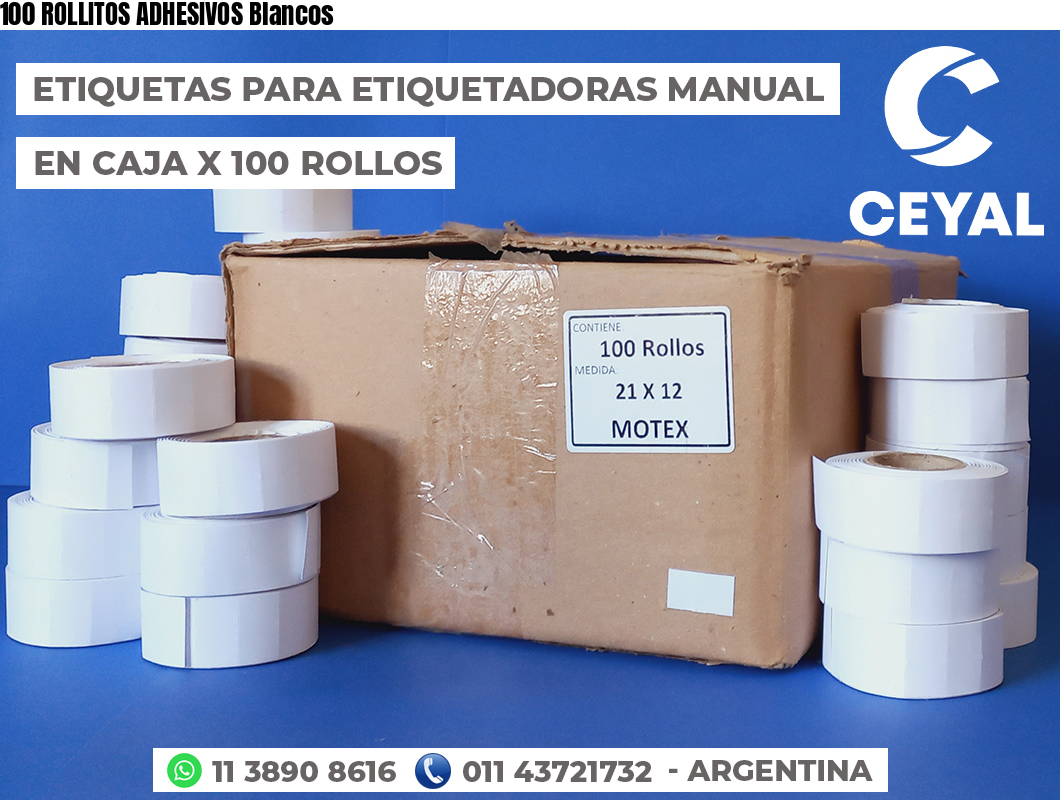 100 ROLLITOS ADHESIVOS Blancos