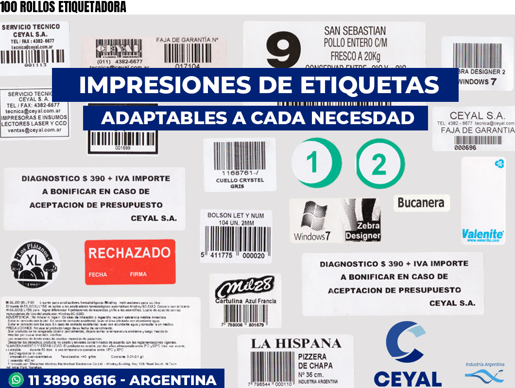 100 ROLLOS ETIQUETADORA