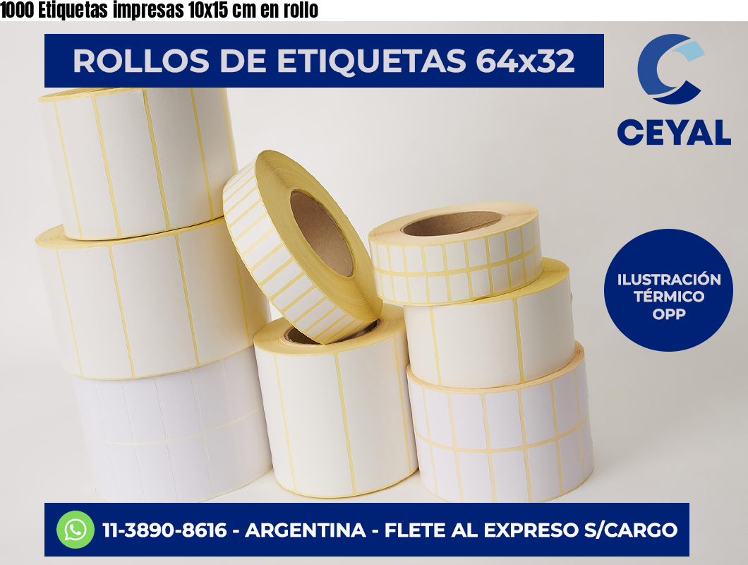 1000 Etiquetas impresas 10×15 cm en rollo