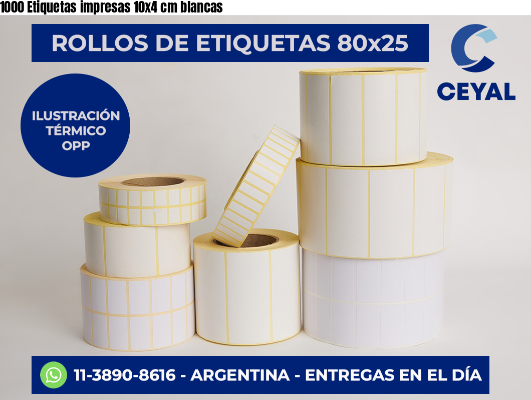 1000 Etiquetas impresas 10×4 cm blancas